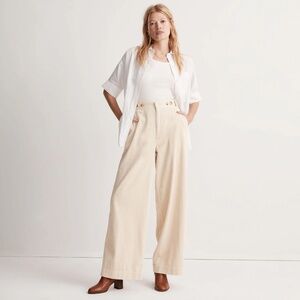 Madewell Ivory Corduroy Harlow Wide-Leg Pants